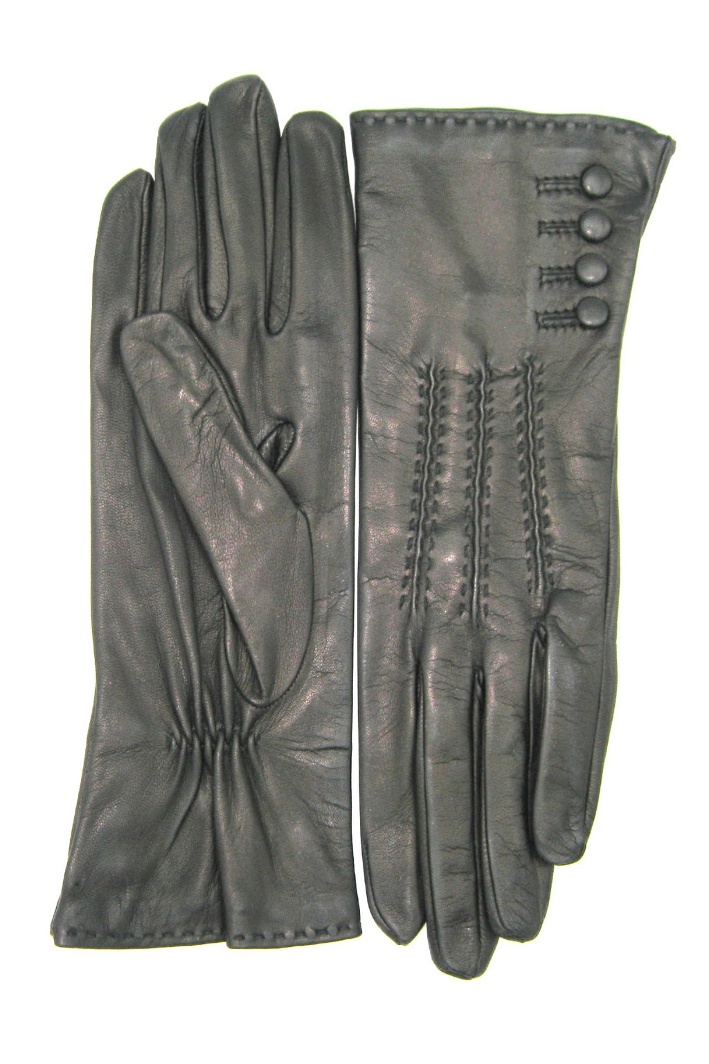 Guanto Nappa 4bt con bottoncini fod.seta - Nero