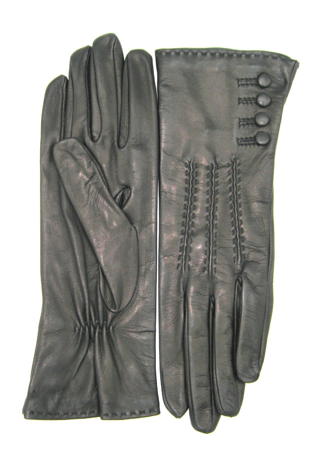 4-Knopf-Nappahandschuh mit Seidenfutter - Schwarz