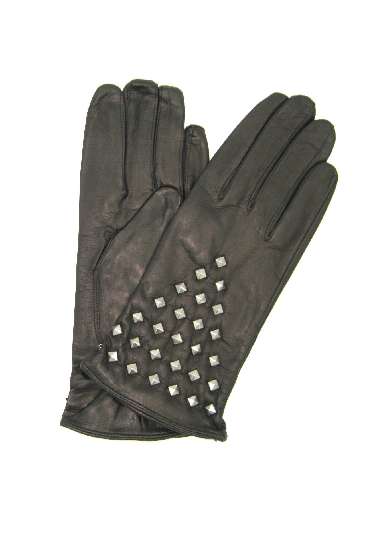 Guanto Nappa 2BT fodera seta con borchie - T.Moro