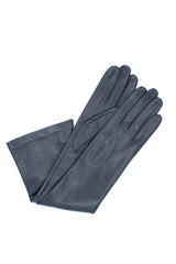 Langer Nappahandschuh mit Seidenfutter - Marineblau
