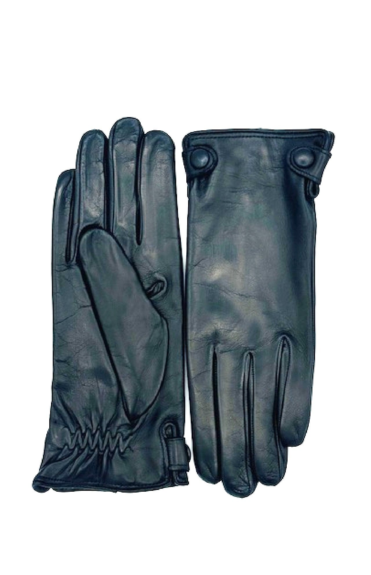 Guanto in Nappa con Bottoni fod. cashmere - Nero