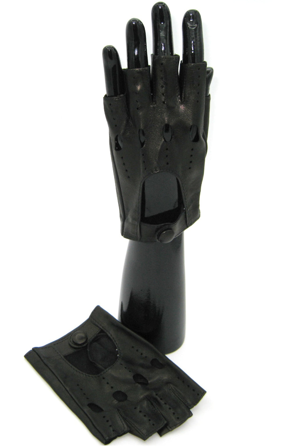 guanto nappa guida mezze dita - Nero