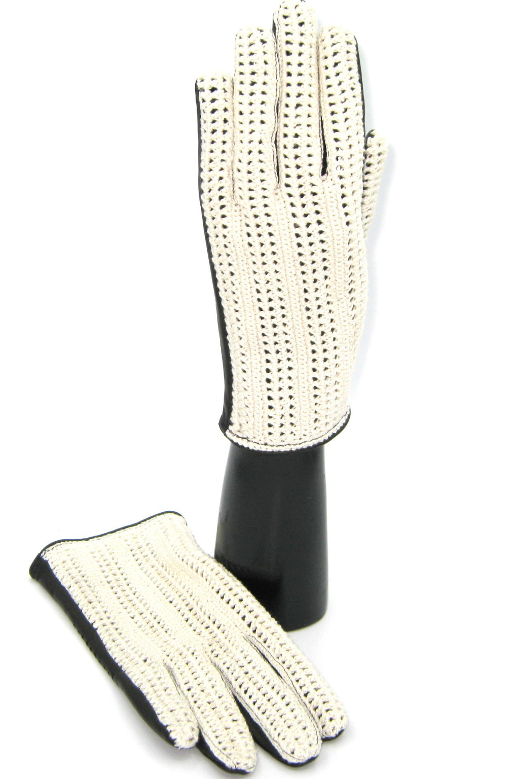 Guanto Guida con palmo in Nappa e dorso in Crochet - Nero