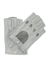 Halbfinger-Fahrerhandschuh aus Nappaleder - Grau/Perle