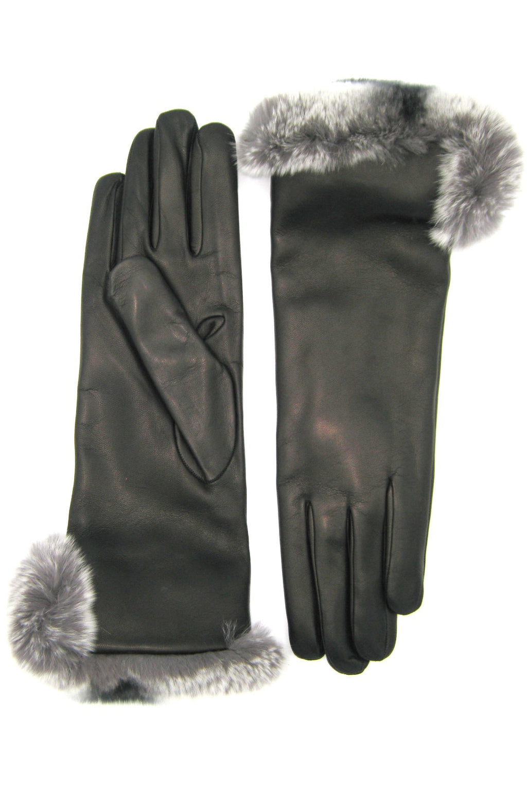 Guanto Nappa con risvolto Rex ,fodera cashmere. - Nero