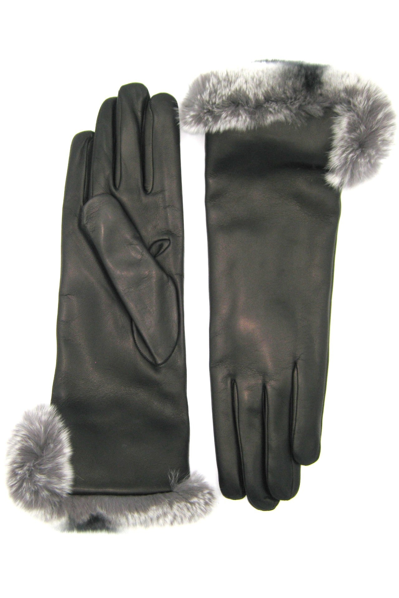 Guanto Nappa con risvolto Rex ,fodera cashmere. - Nero