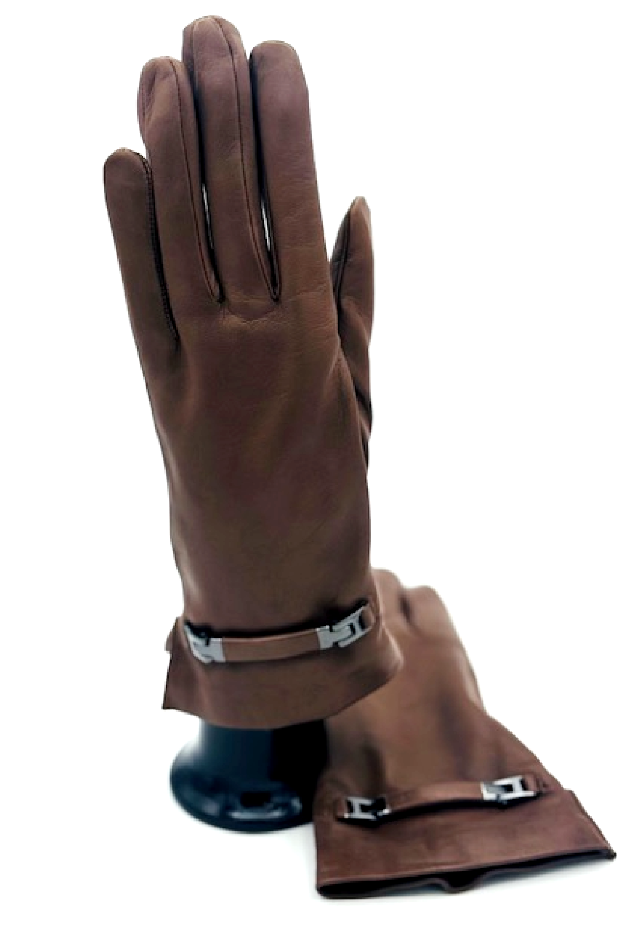 Guanto in Nappa con Staffa al polso fod. cashmere - Mink