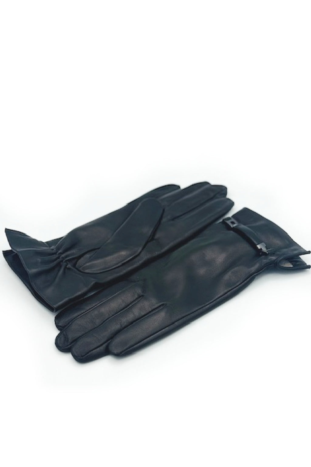 Guanto in Nappa con Staffa al polso fod. cashmere - Nero