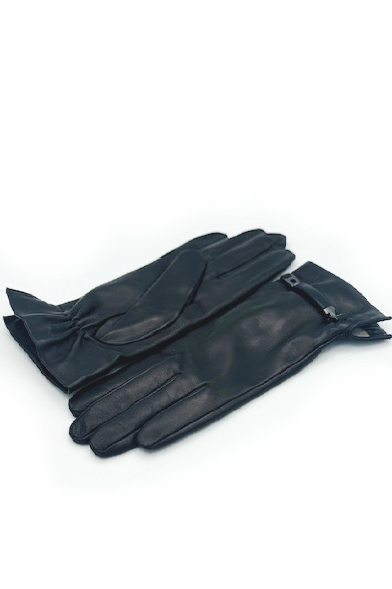 Guanto in Nappa con Staffa al polso fod. cashmere - Nero