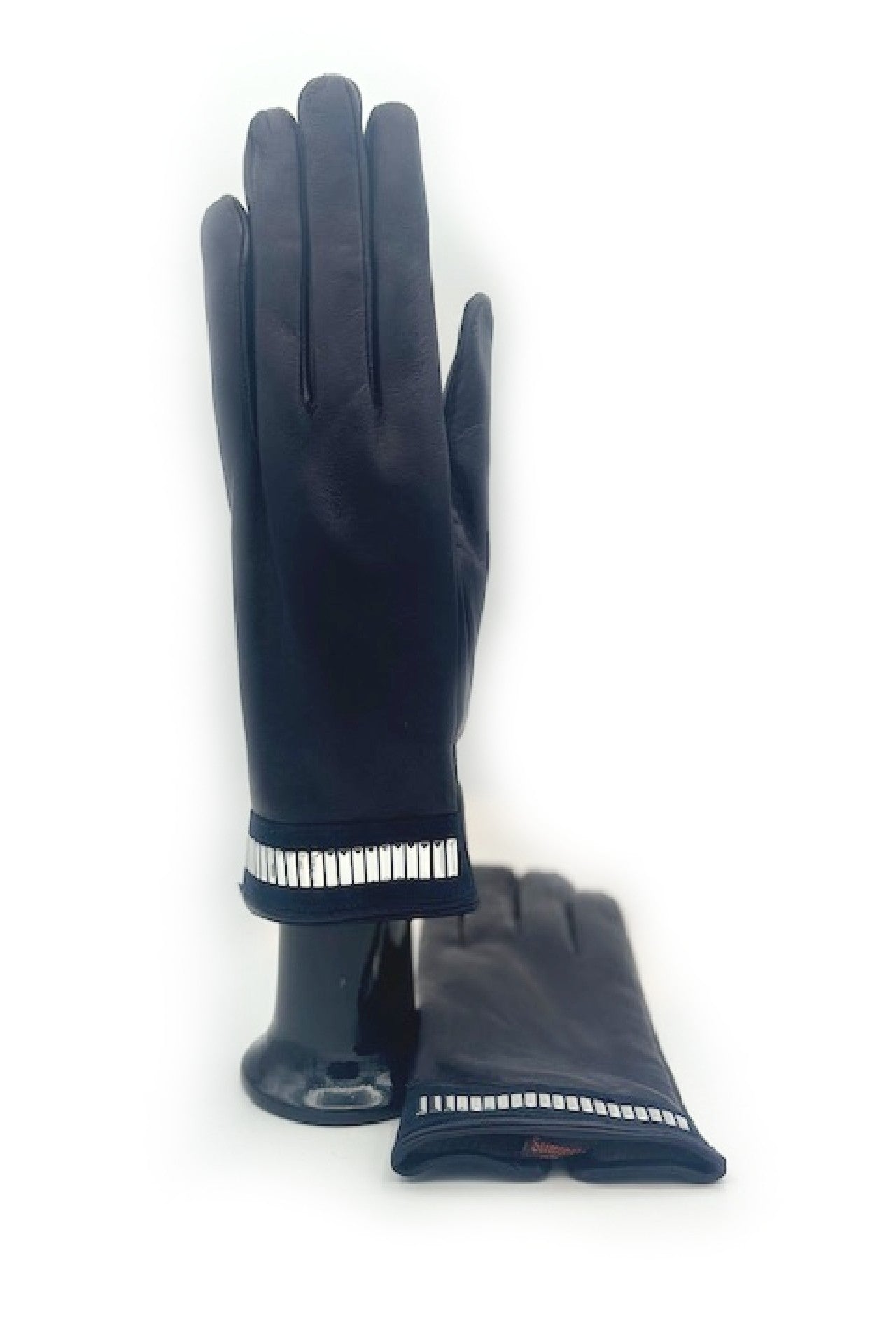 Guanto in Nappa con bracciale silver al polso - Blu Navy