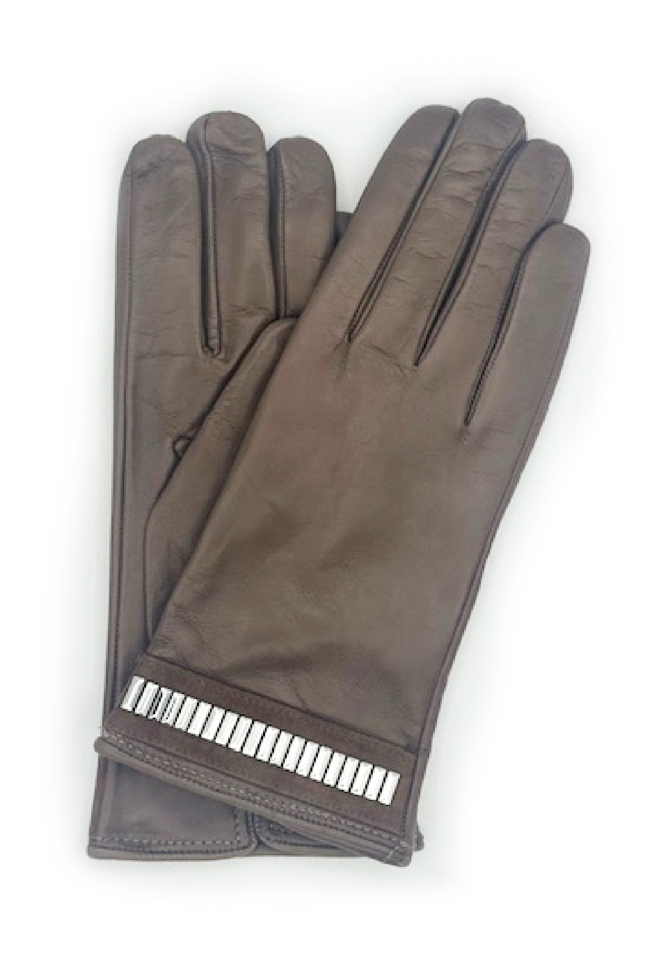 Guanto in Nappa con bracciale silver al polso - Fango