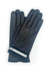 Nappa leather glove with silver bracelet on the wrist - Black