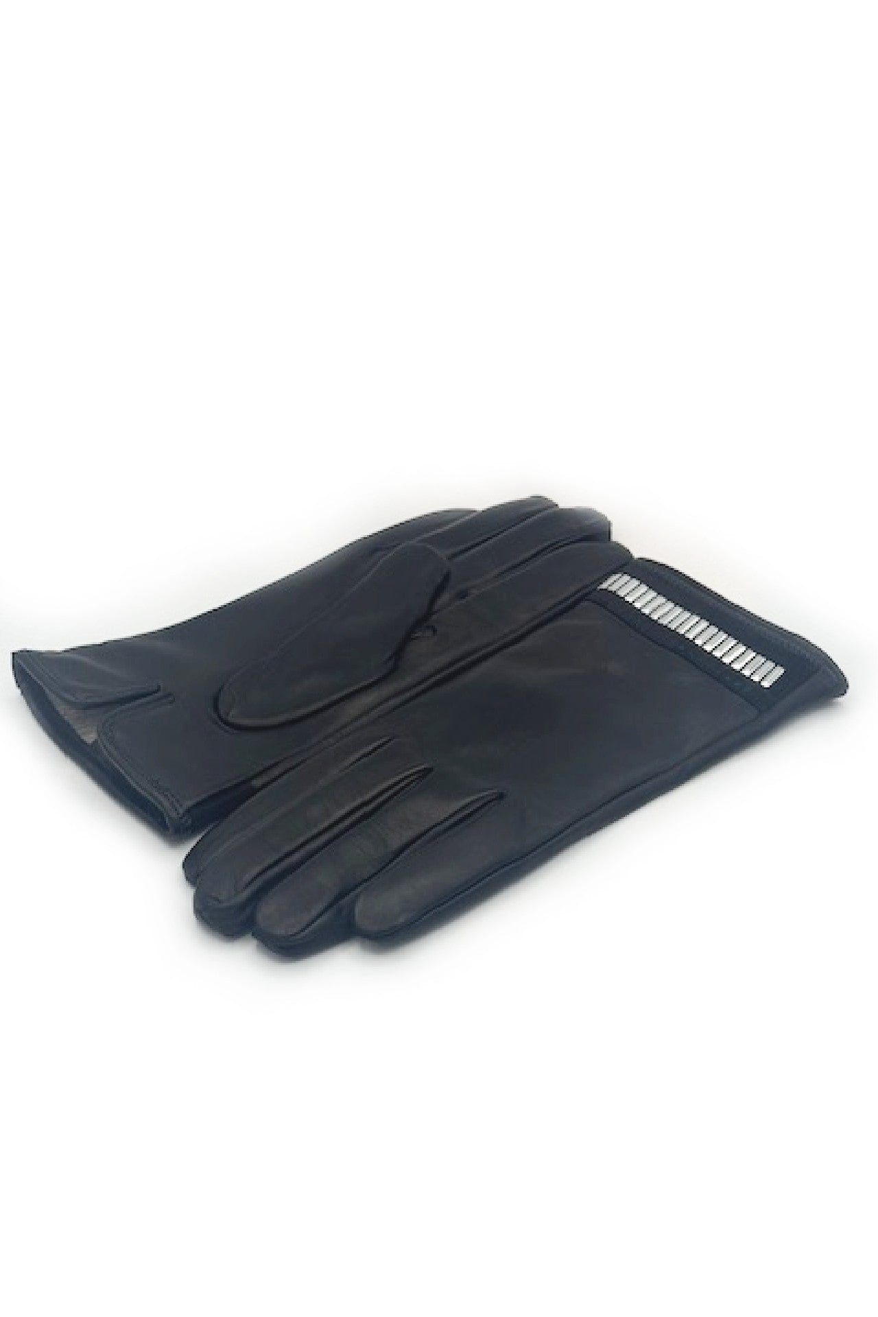 Guanto in Nappa con bracciale silver al polso - Nero