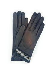 Nappa leather glove with SWA bracelet on the wrist - Black