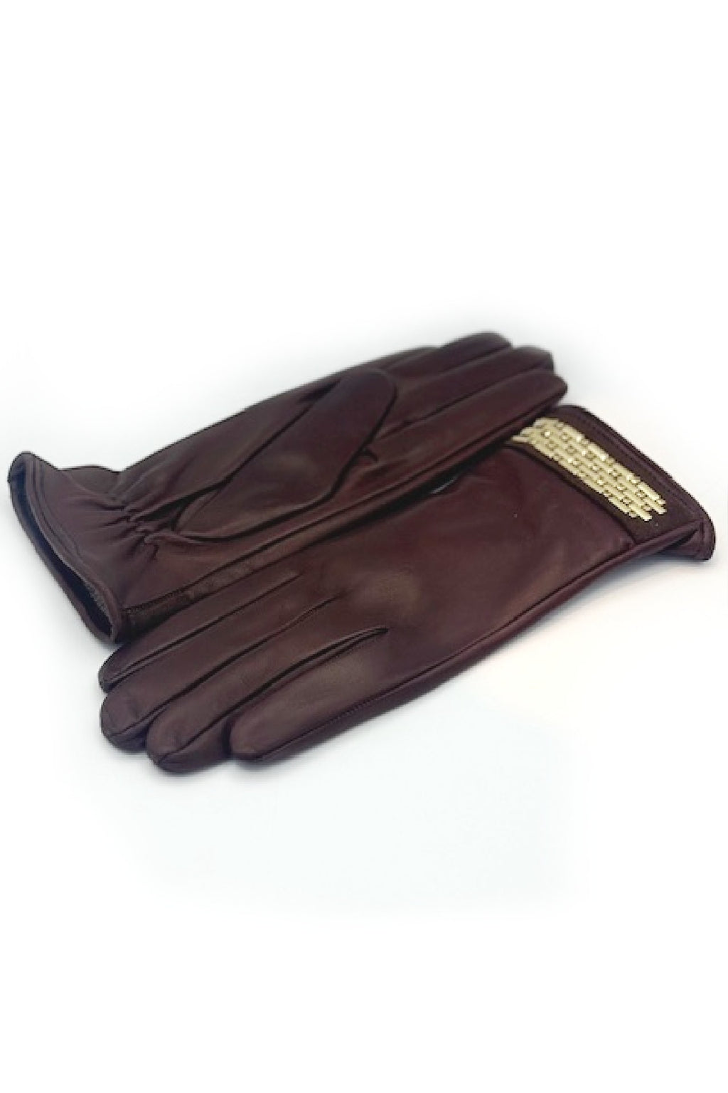 Guanti in Nappa con applicazione dorata al polso - Mink