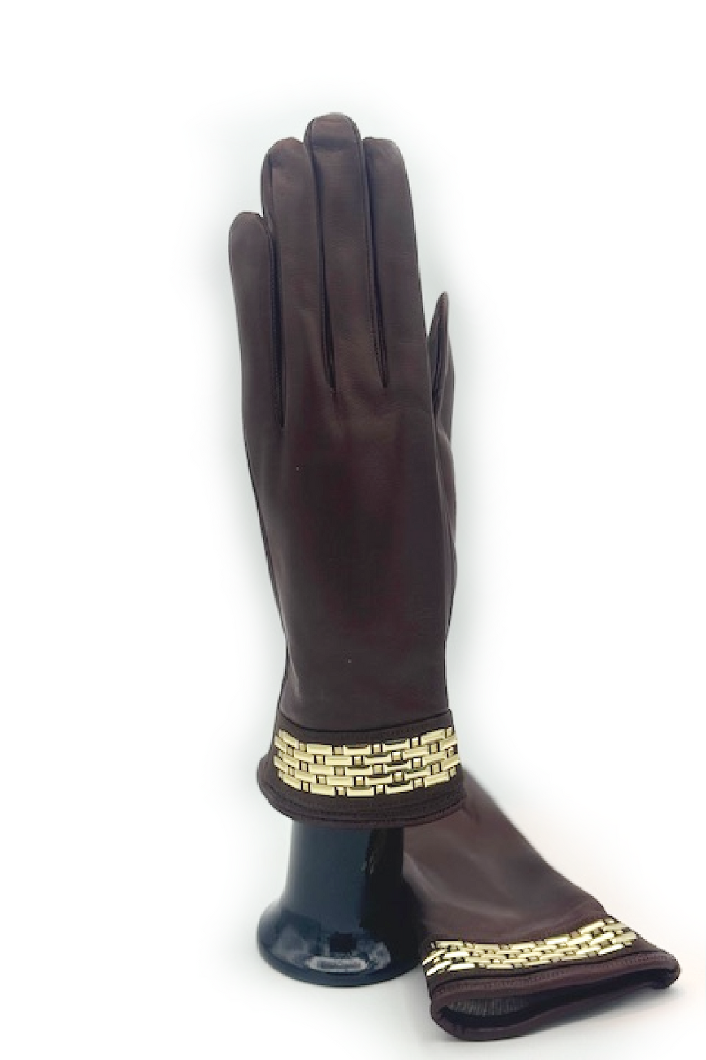 Guanti in Nappa con applicazione dorata al polso - Mink