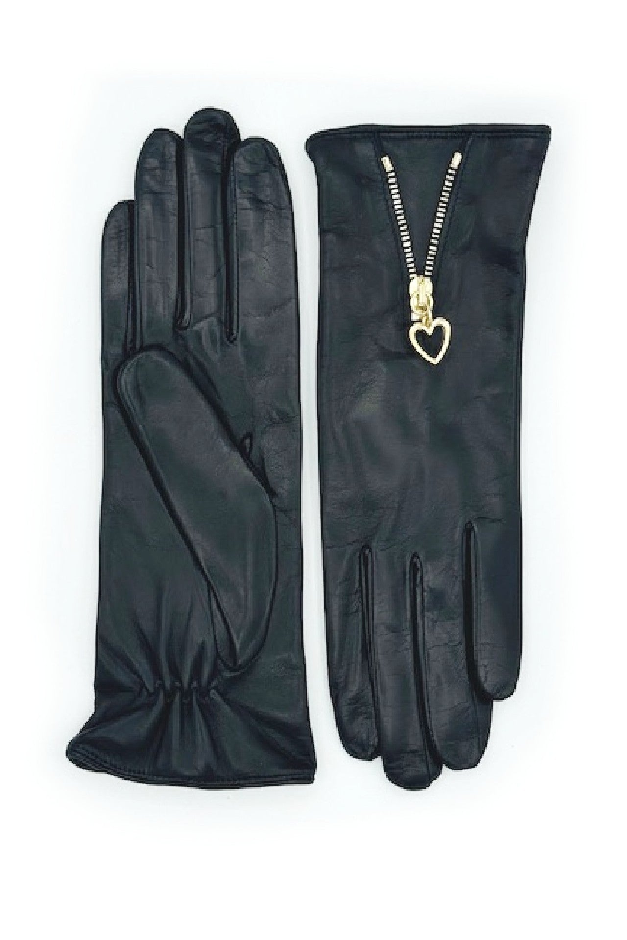 Guanto in Nappa con Zip fodera cashmere - Nero