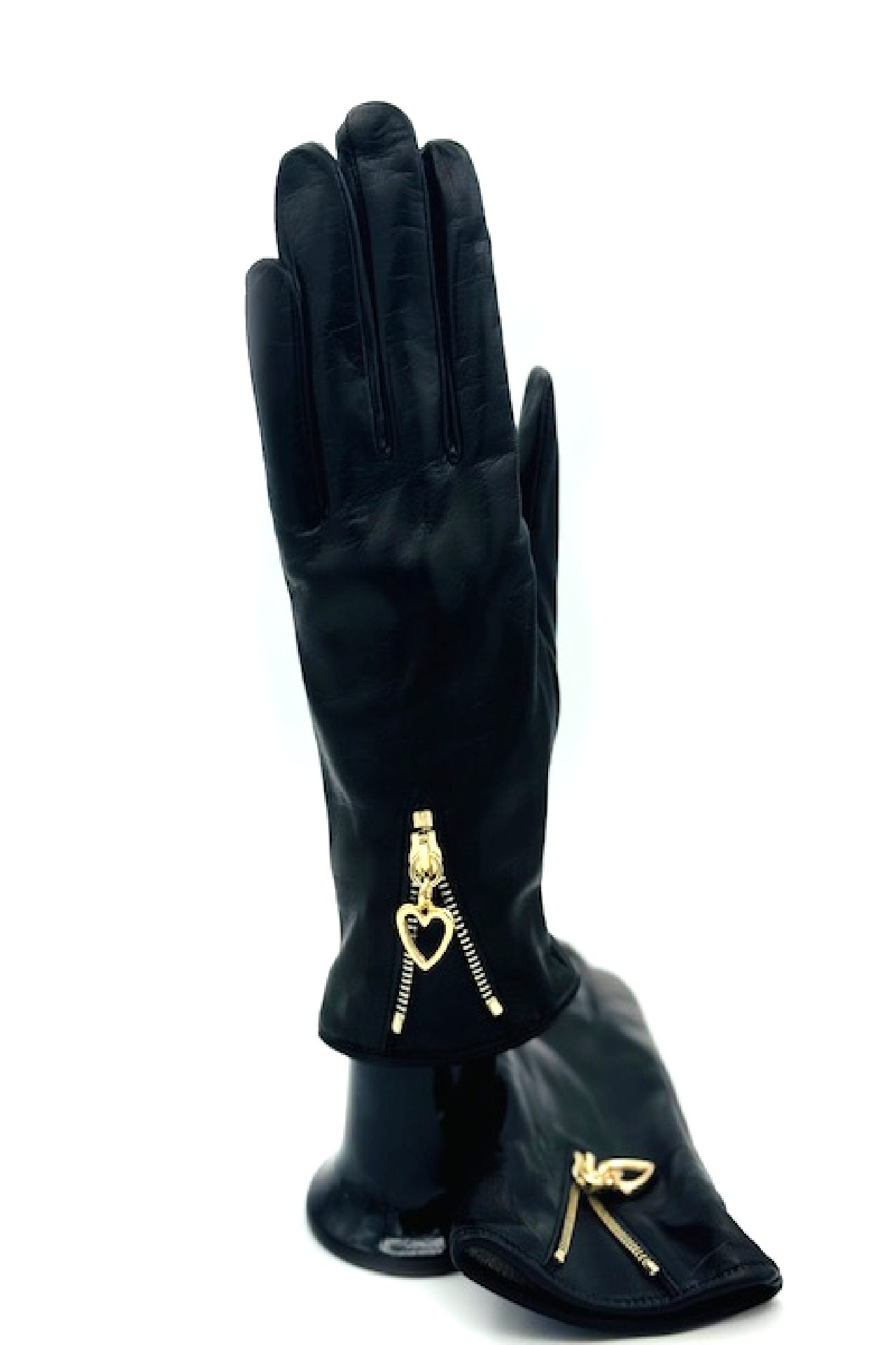 Guanto in Nappa con Zip fodera cashmere - Nero