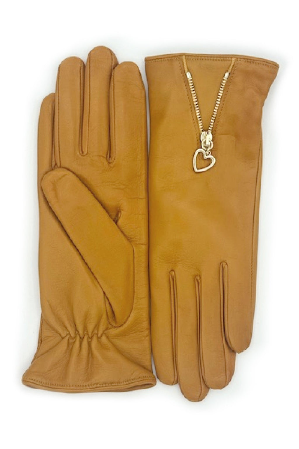 Guanto in Nappa con Zip fodera cashmere - Giallo ocra