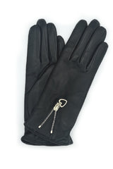 Nappa leather glove with zip and cashmere lining - T.Moro