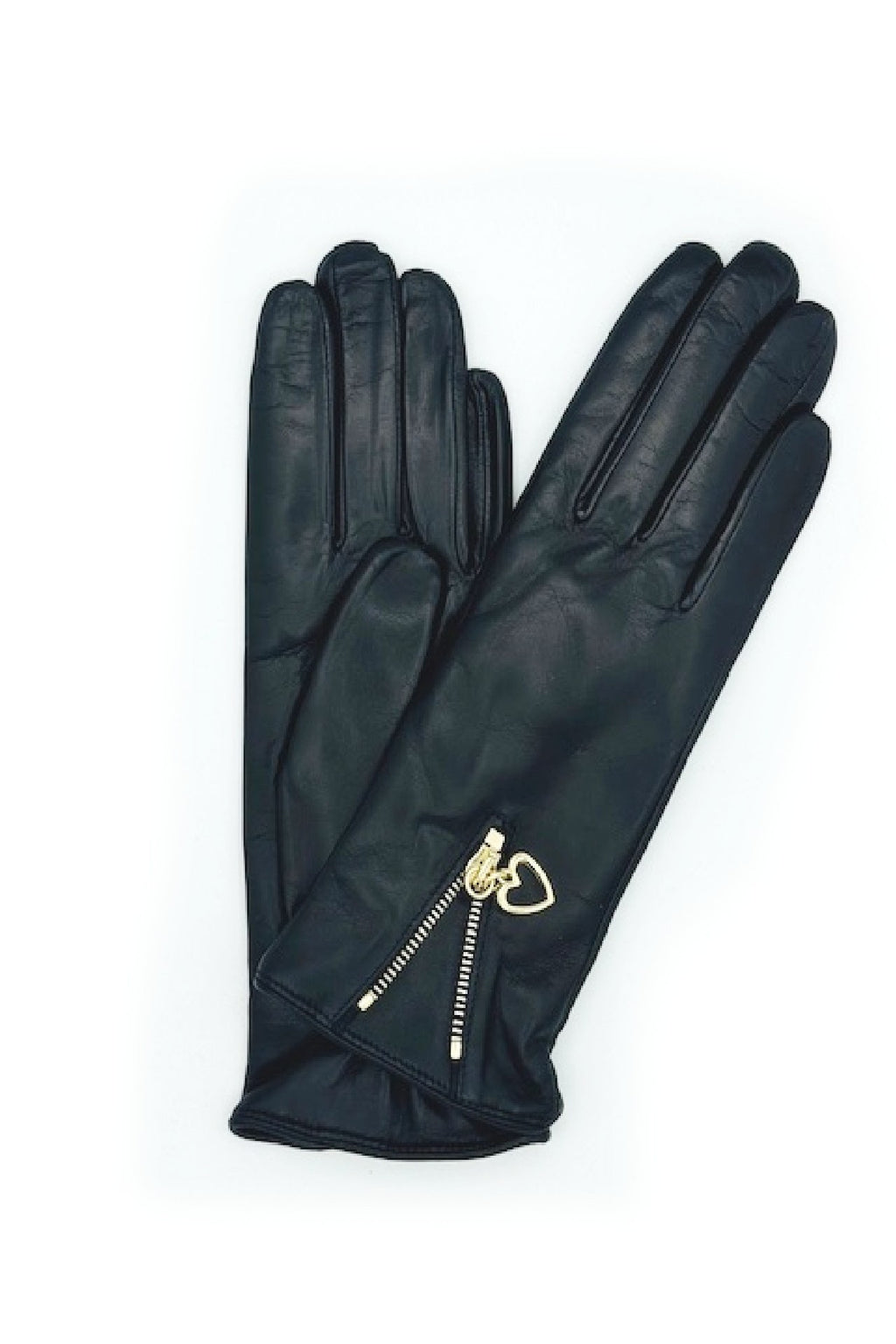 Guanto in Nappa con Zip fodera cashmere - Nero