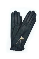 Nappa leather glove with zip and cashmere lining - Black