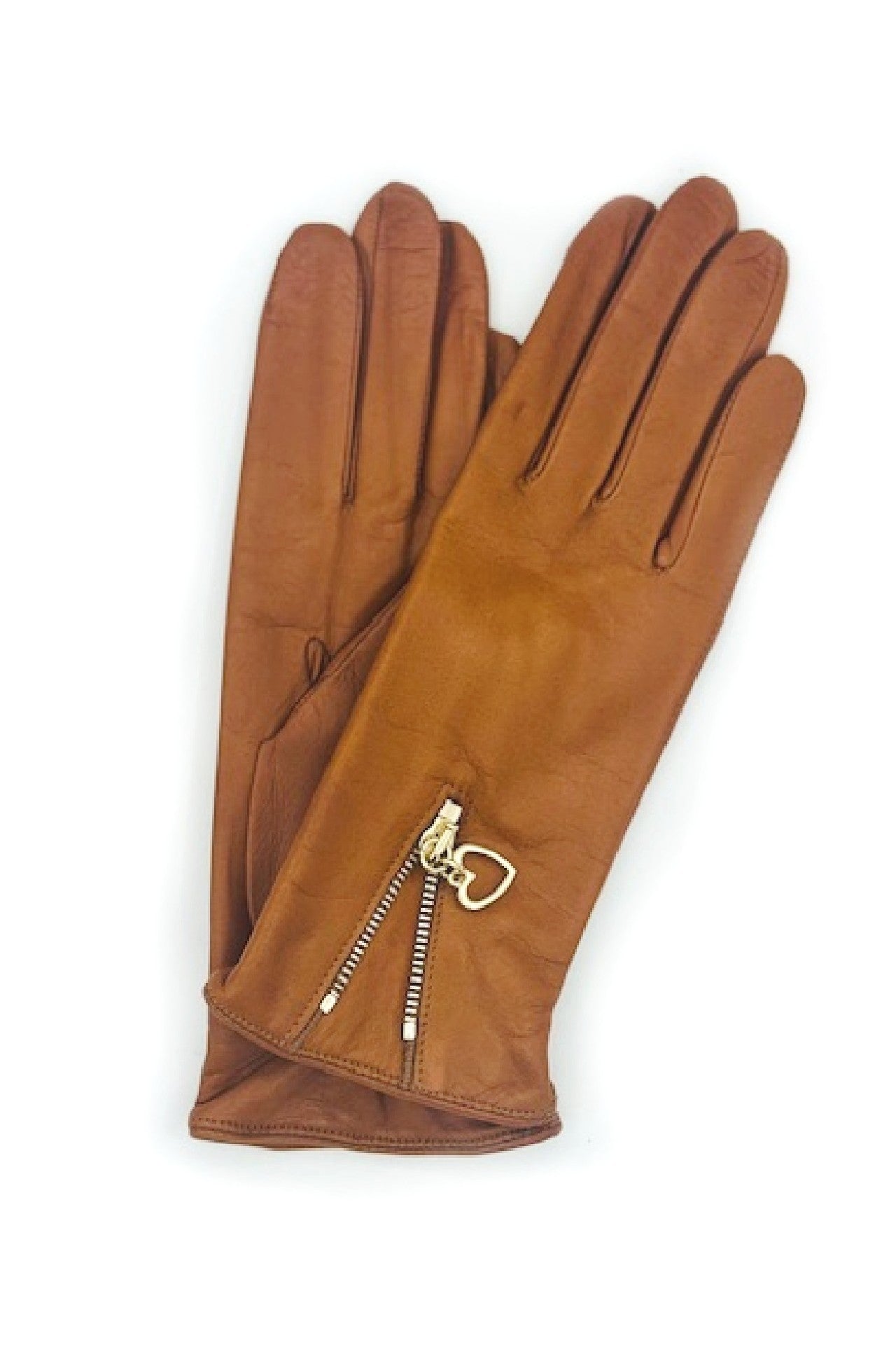 Guanto in Nappa con Zip fodera cashmere - Tan