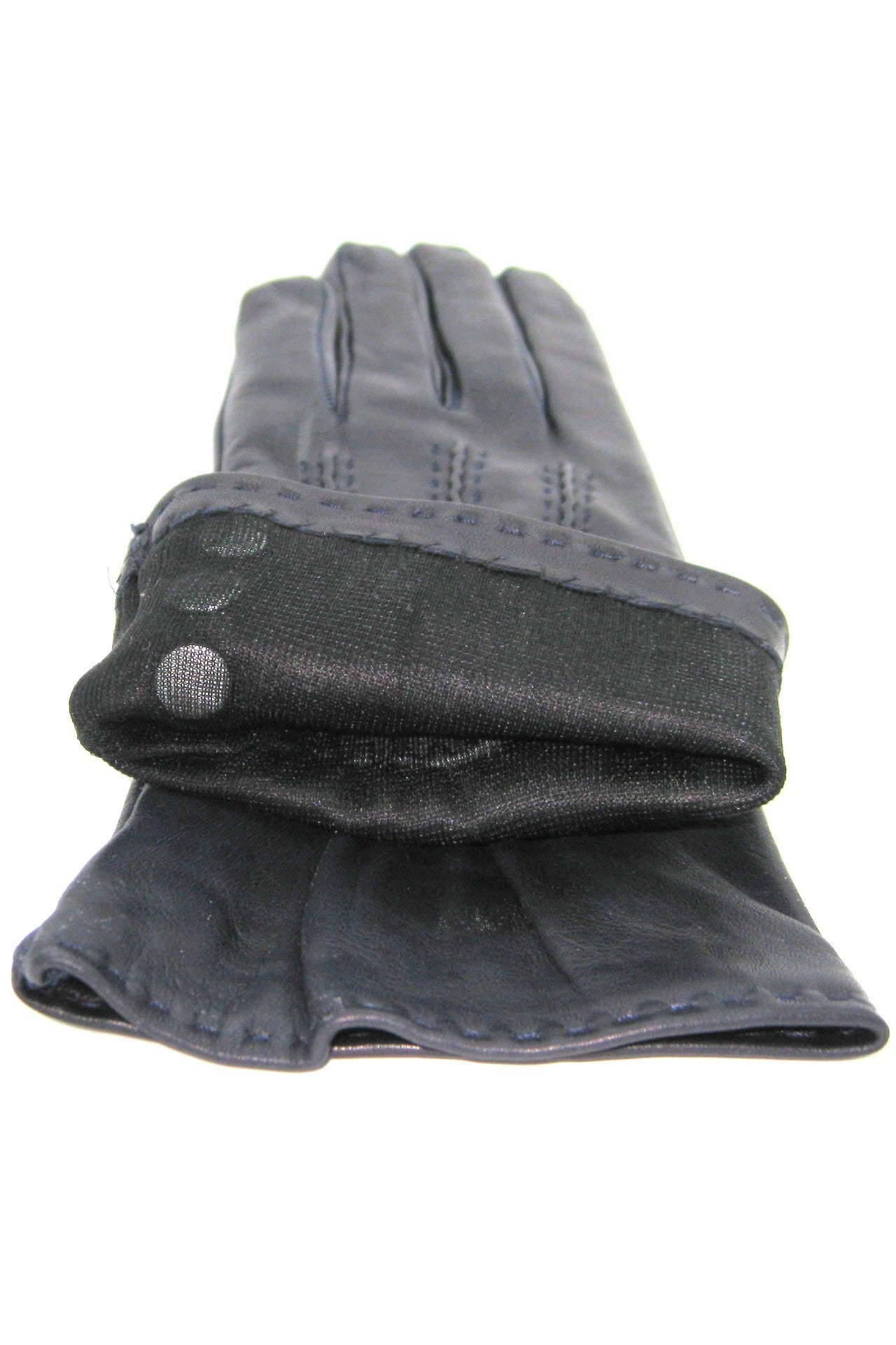 4-Knopf-Nappahandschuh mit Seidenfutter - Marineblau