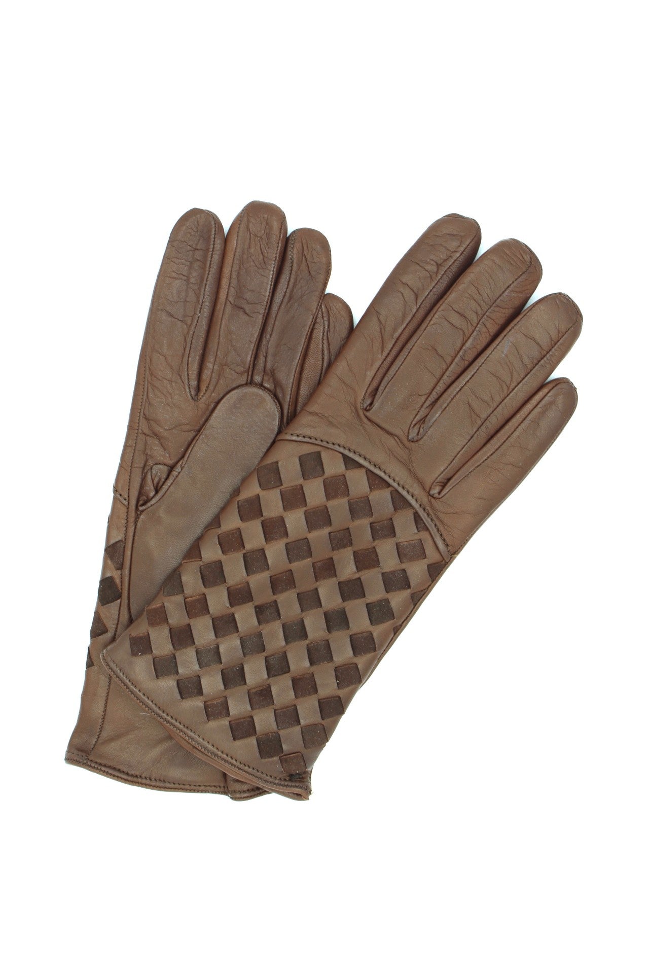 Guanto nappa foderato cashmere con intreccio - Mink