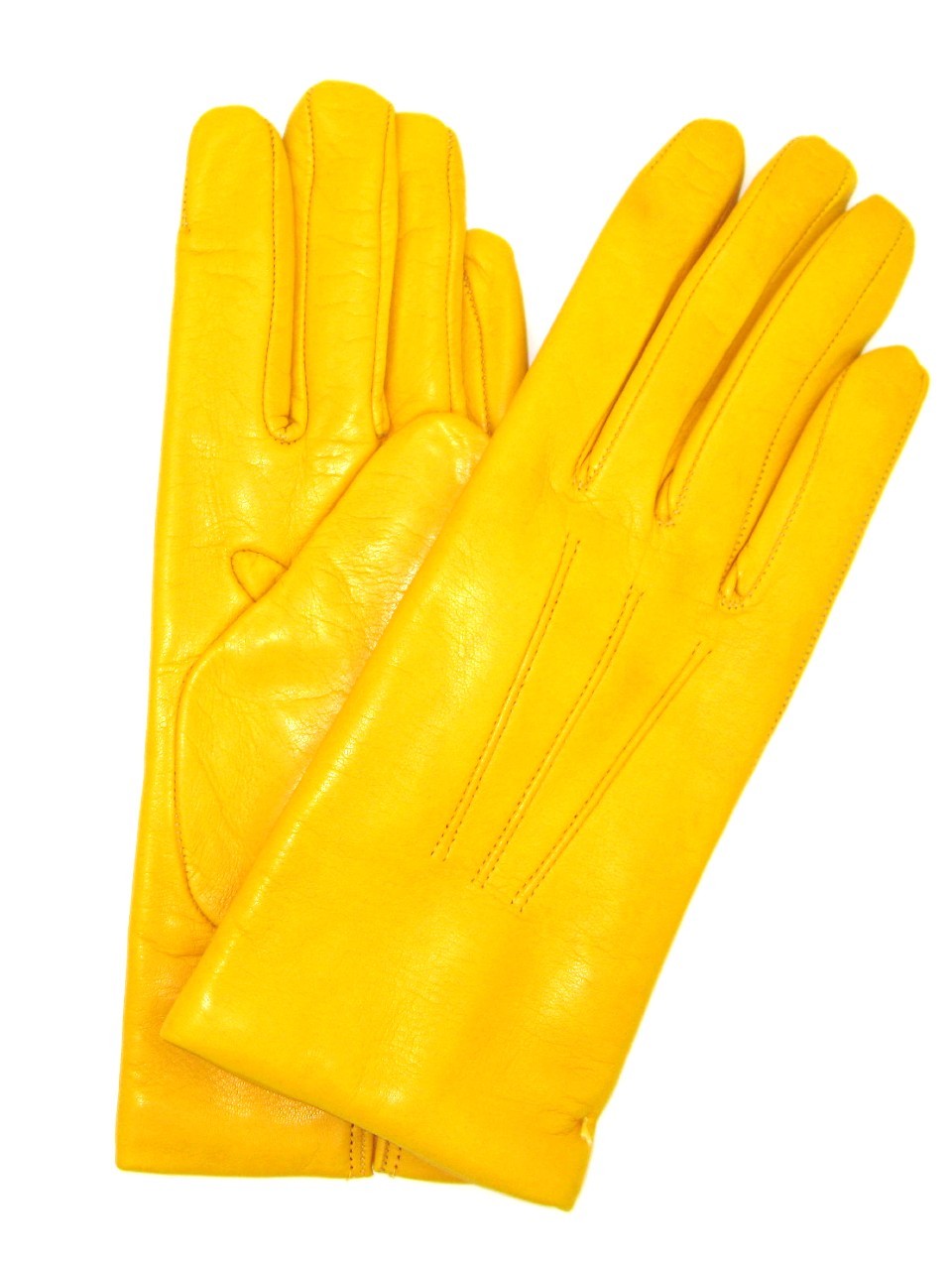 Guanto in Capretto 2bt con 3 cordoni fod. cashmere - Giallo