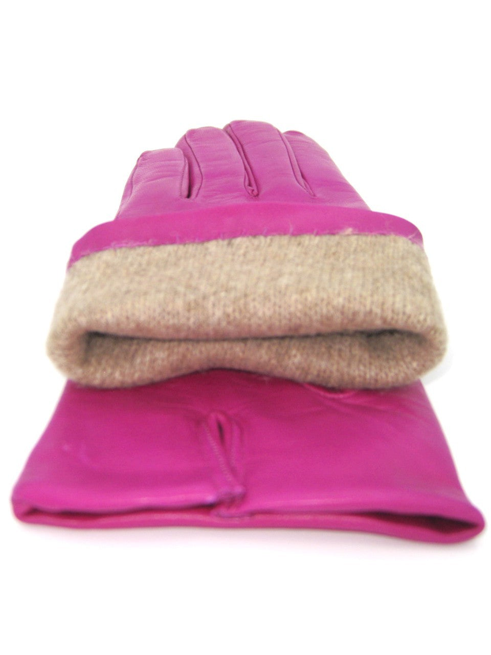 Guanto in Capretto 2bt con 3 cordoni fod. cashmere - Orchidea