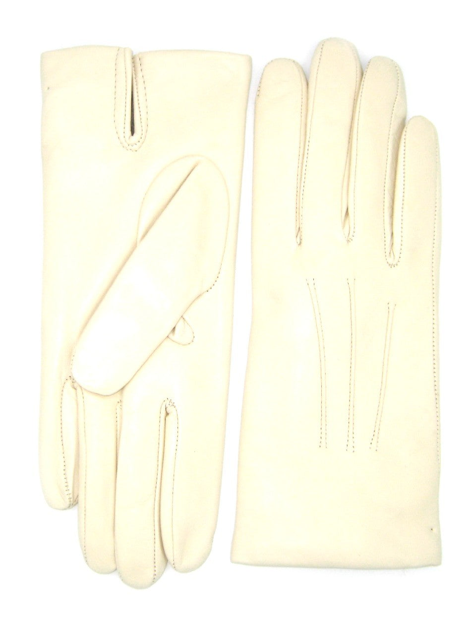 Guanto in Capretto 2bt con 3 cordoni fod. cashmere - Panna