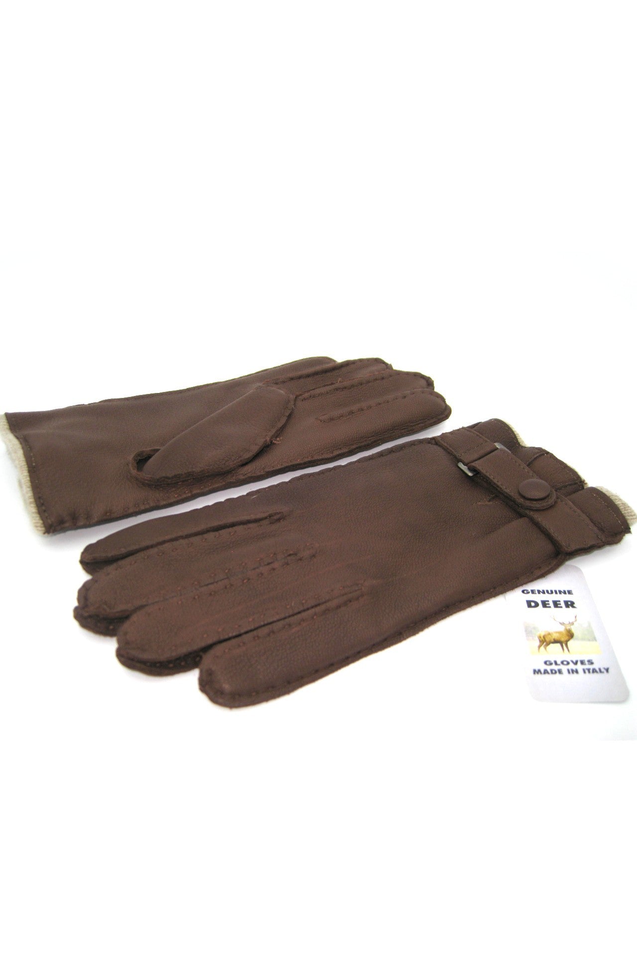 Guanto in Cervo fod. cashmere con cinturino - Cork