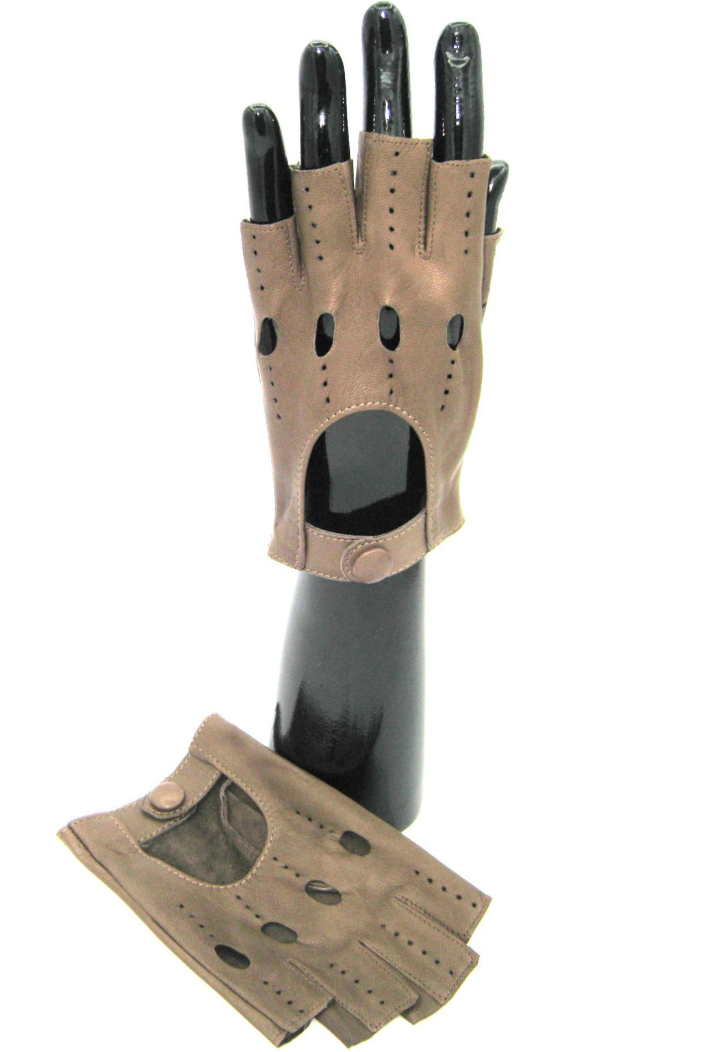 guanto nappa guida mezze dita - Fango