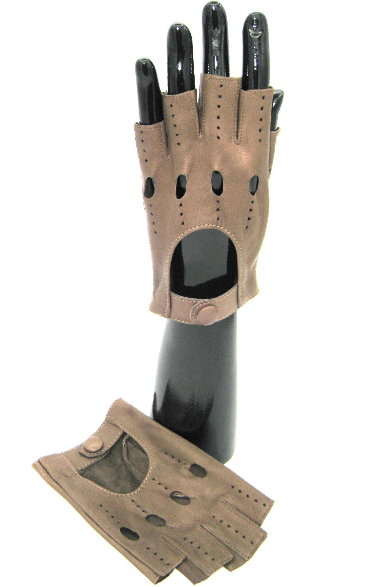 guanto nappa guida mezze dita - Fango