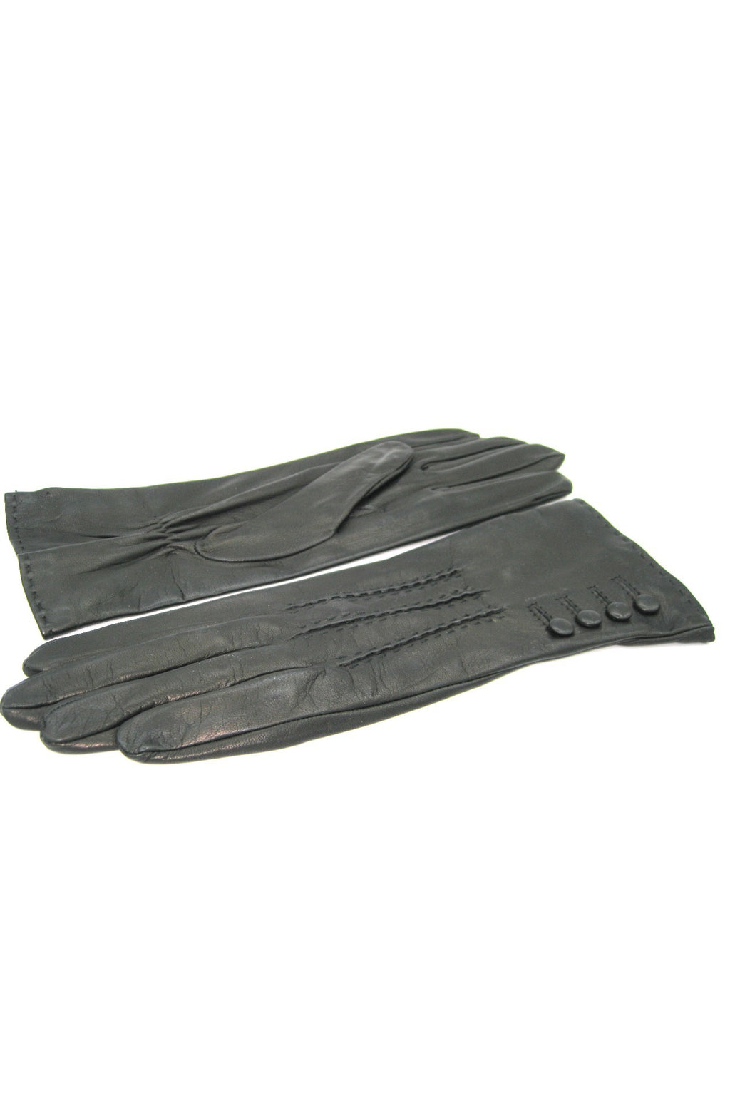 Guanto Nappa 4bt con bottoncini fod.seta - Nero