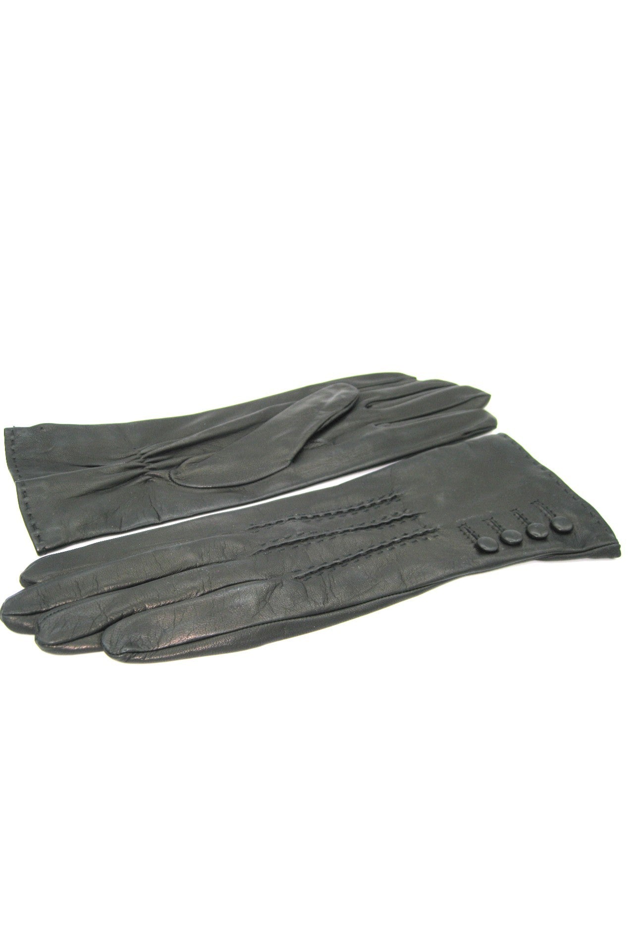 4-Knopf-Nappahandschuh mit Seidenfutter - Schwarz