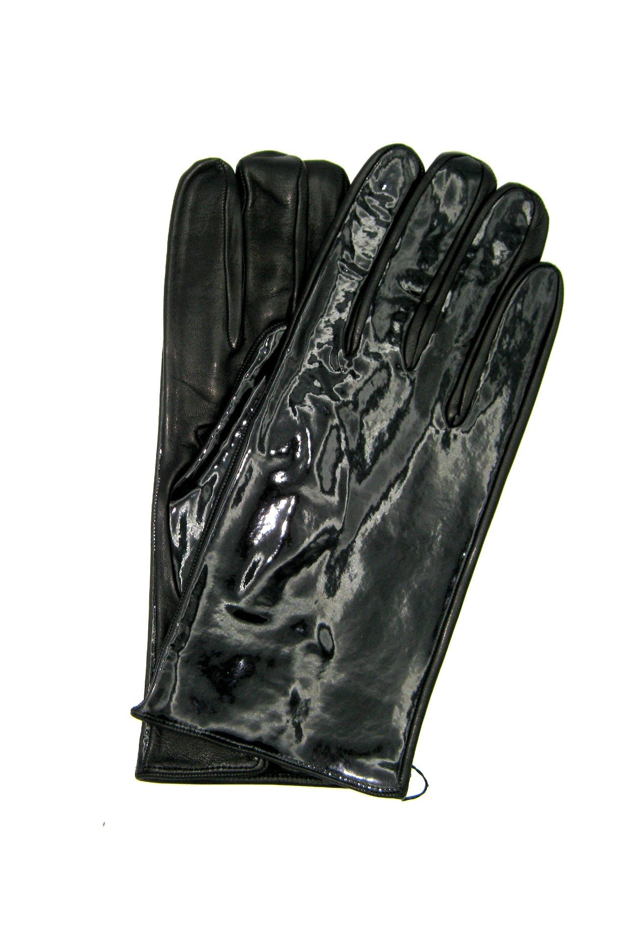 Guanto in Nappa foderato seta in Vernice - Nero