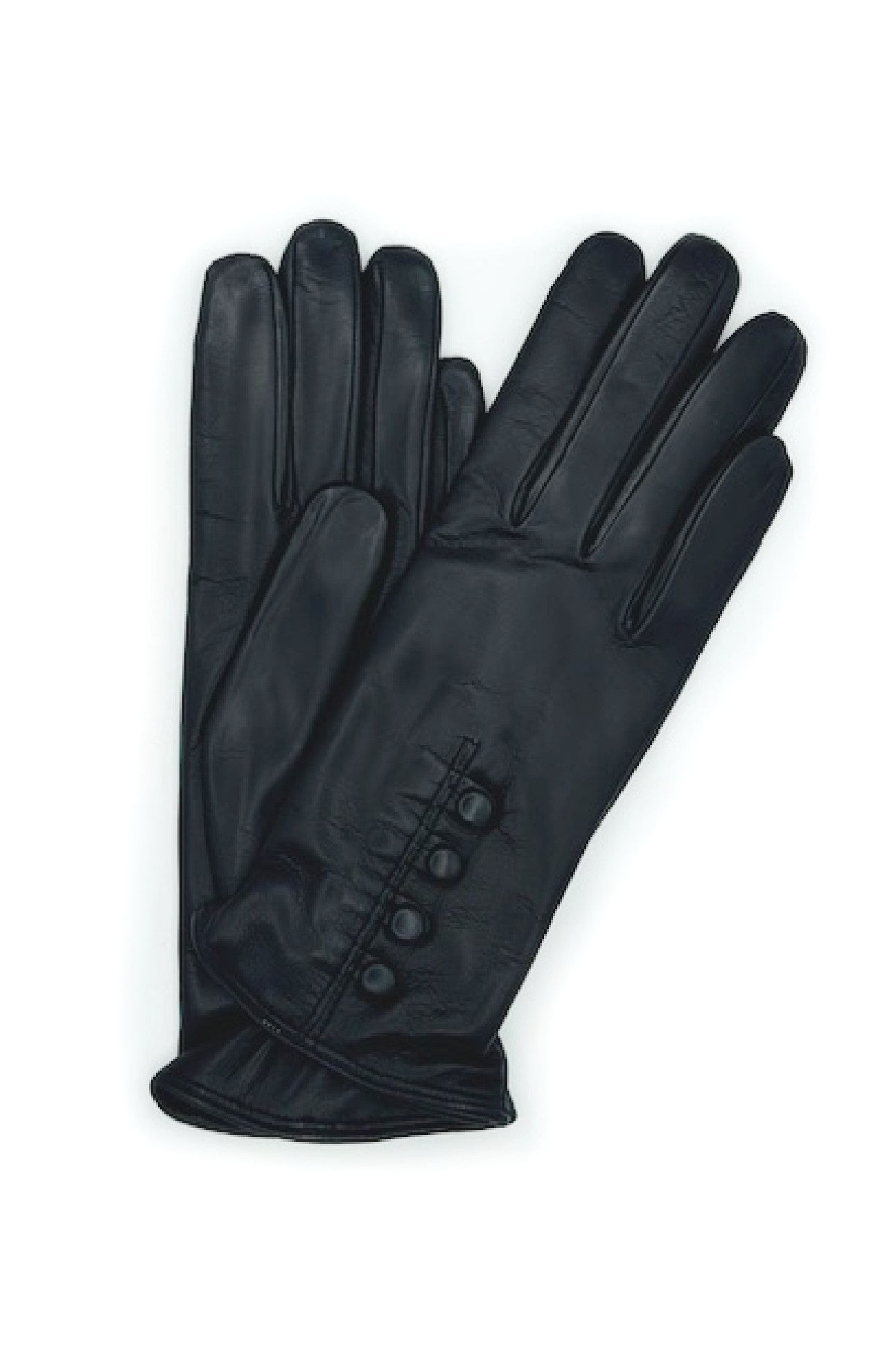 Guanto in Nappa 2BT con Bottoncini fod. cashmere - Nero