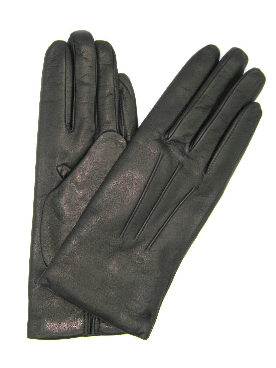 Guanto in Capretto 2bt con 3 cordoni fod. cashmere - Nero