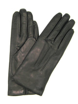 Guanto in Capretto 2bt con 3 cordoni fod. cashmere - Nero