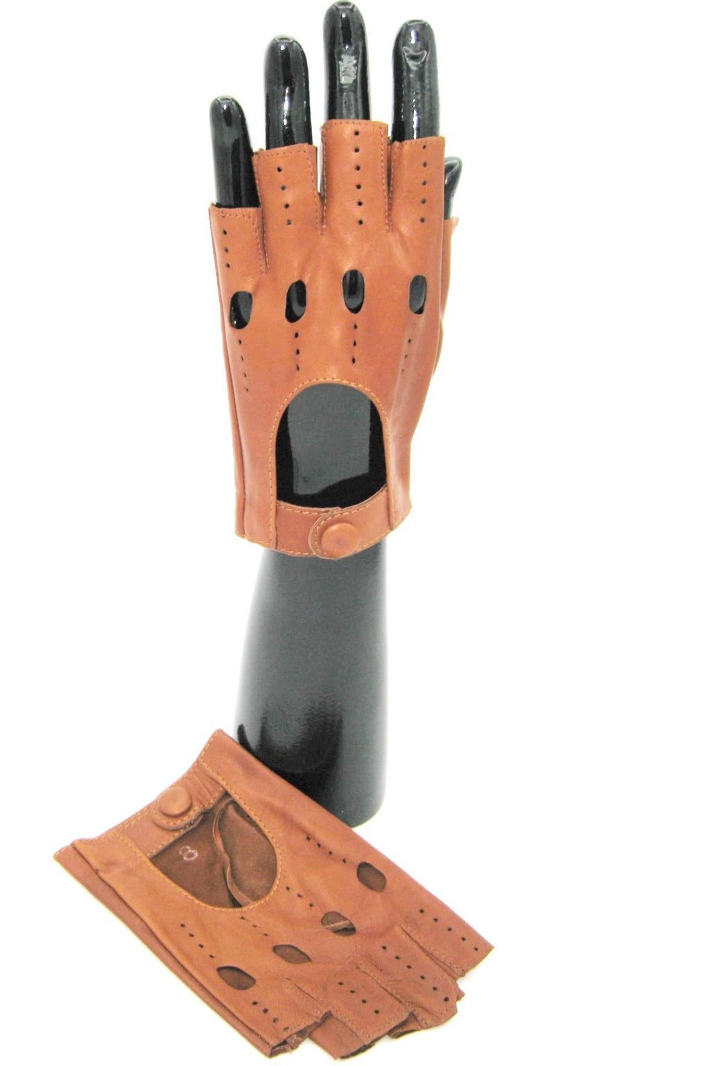 guanto nappa guida mezze dita - Tan