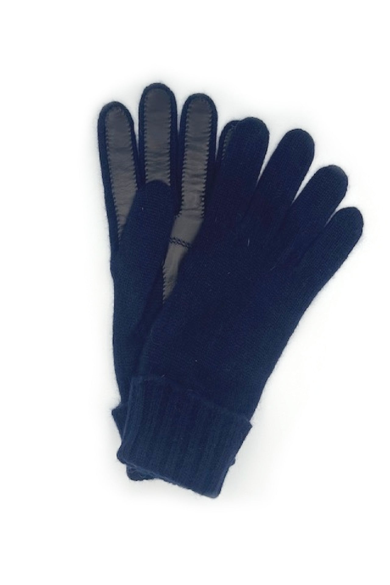 Guanto in 100% cashmere 2bt con palmo in Nappa - Navy