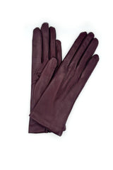 Guanto in Capretto 2bt con 3 cordoni fod. cashmere - Bordeaux