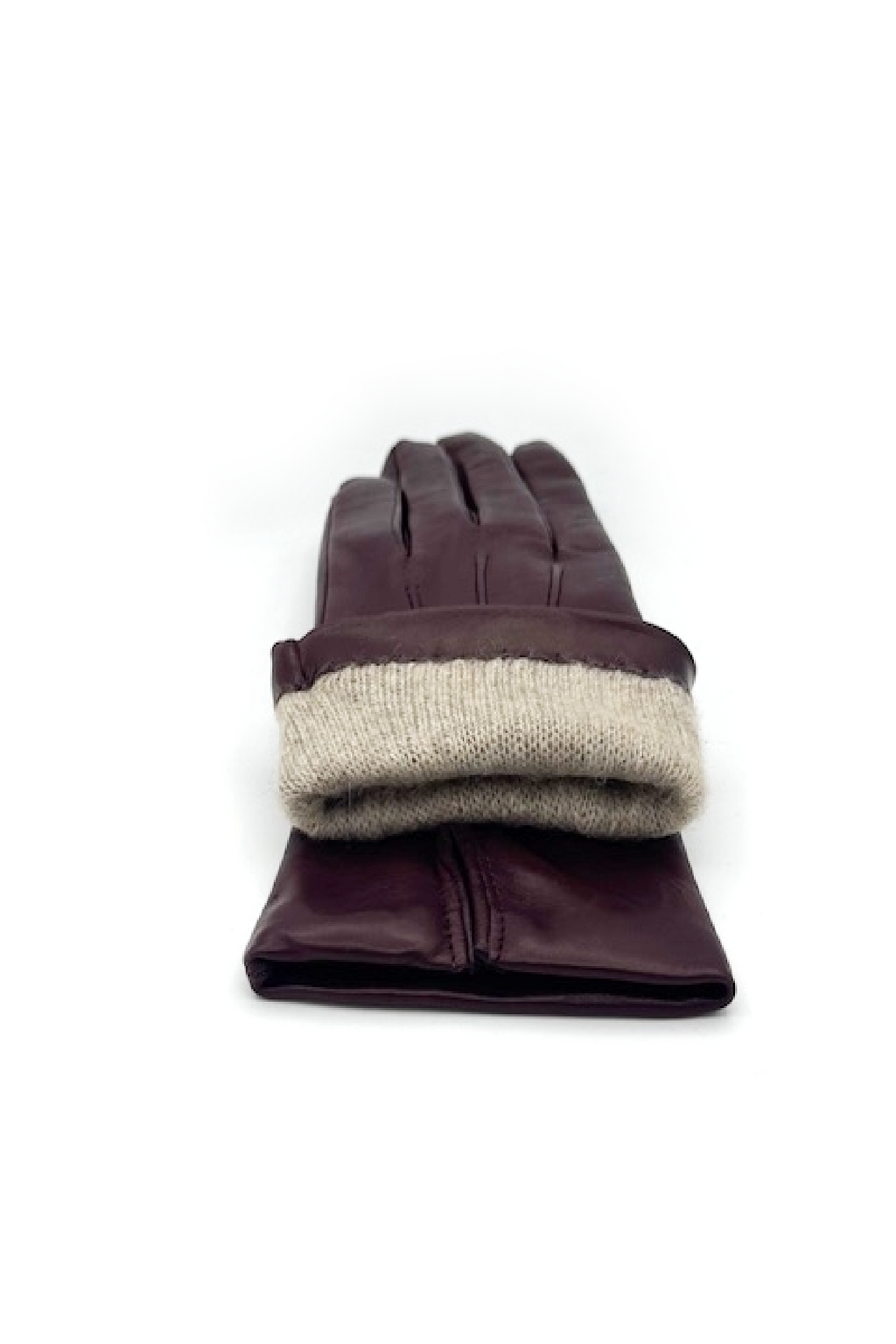 Guanto in Capretto 2bt con 3 cordoni fod. cashmere - Bordeaux