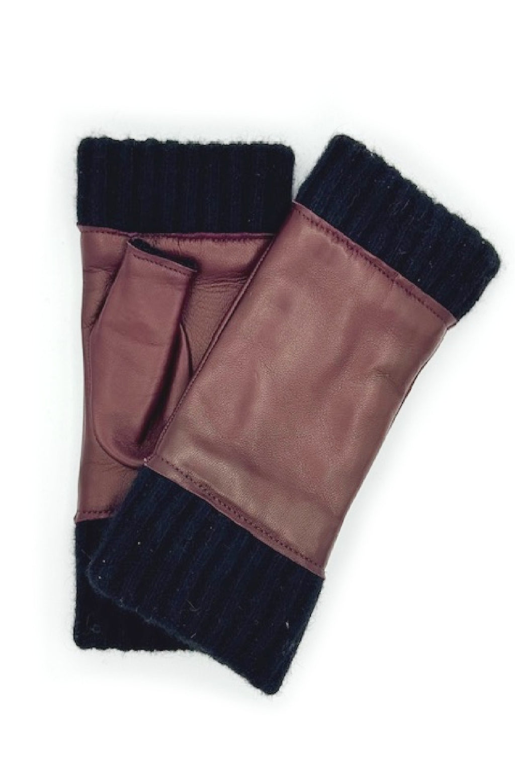 Manicotto in Nappa 2bt fodera cashmere - Bordeaux/Nero