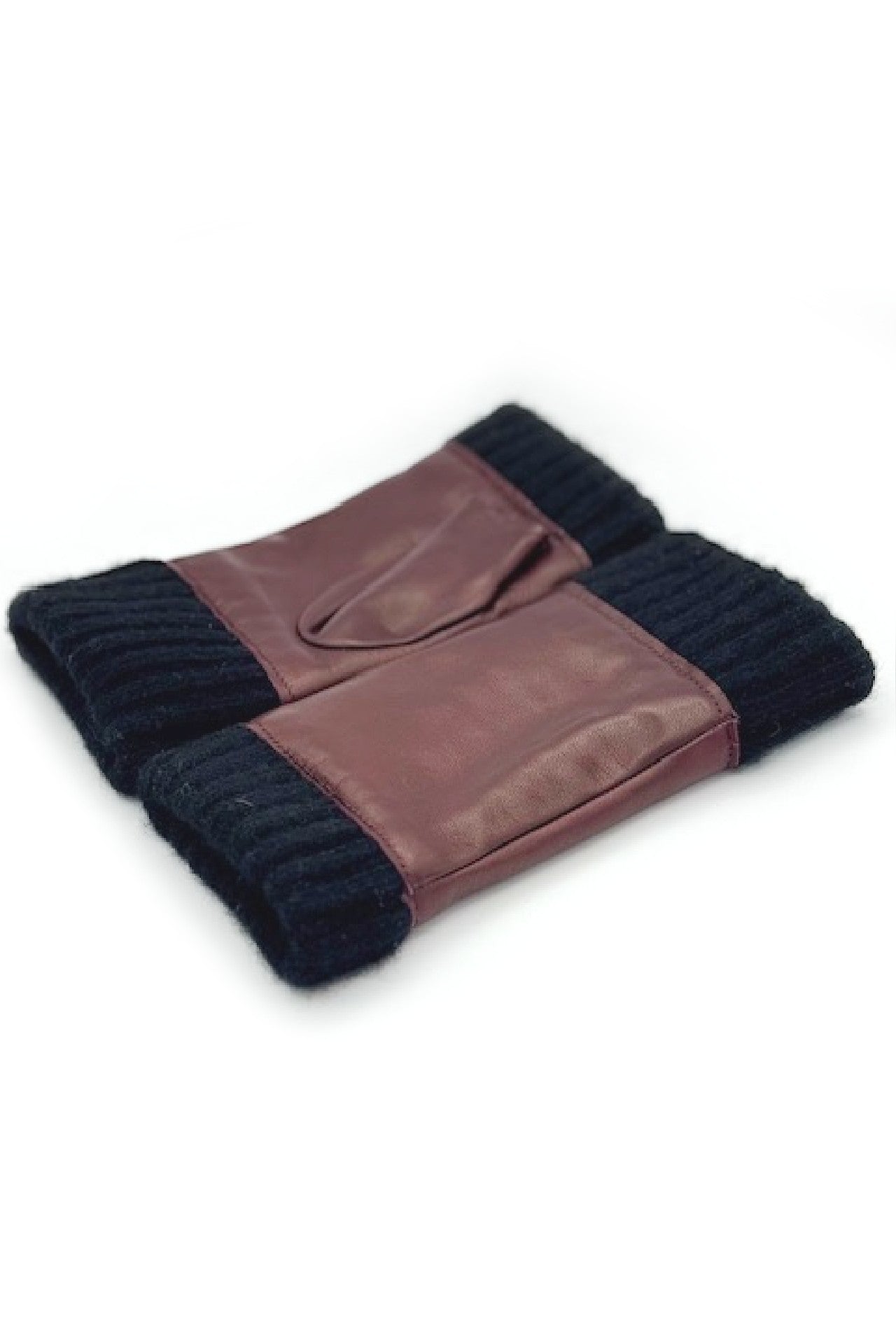 Manicotto in Nappa 2bt fodera cashmere - Bordeaux/Nero