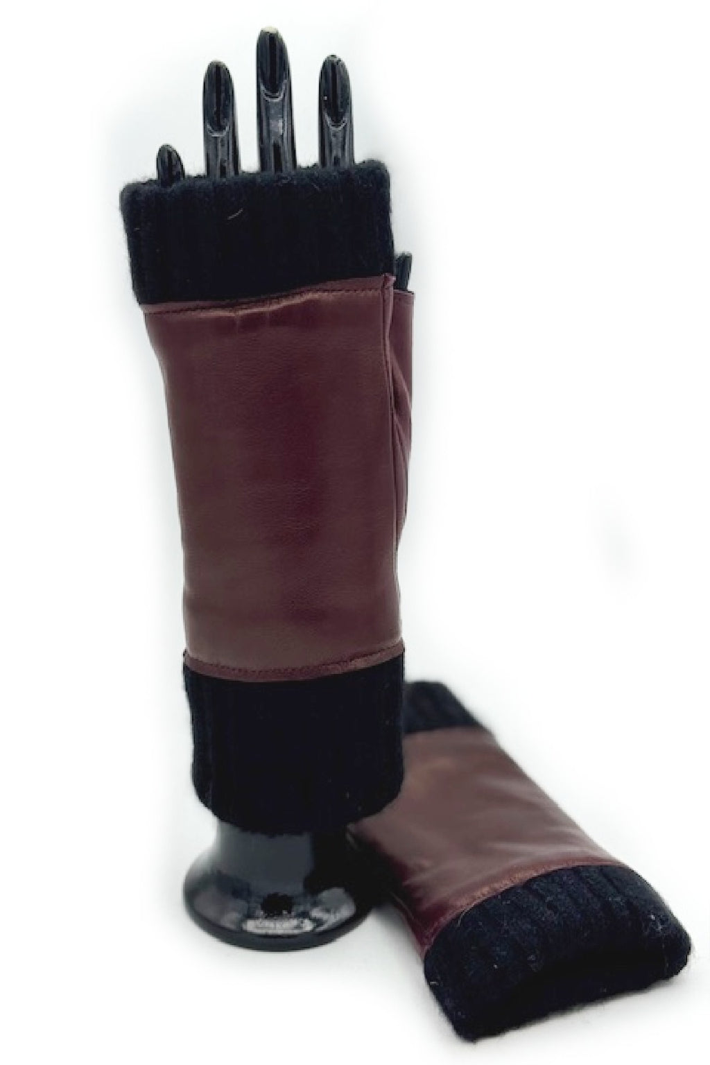 Manicotto in Nappa 2bt fodera cashmere - Bordeaux/Nero