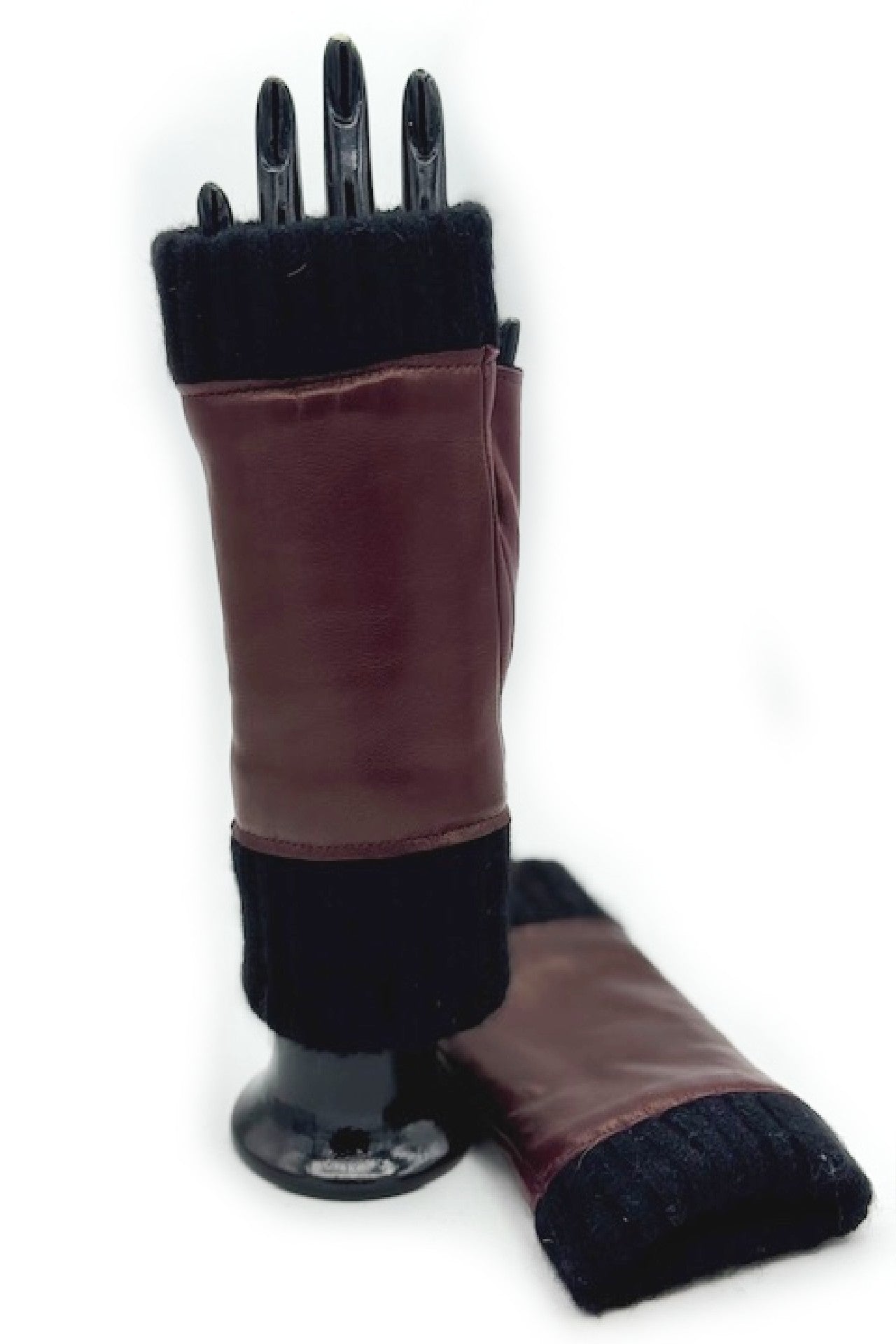 Manicotto in Nappa 2bt fodera cashmere - Bordeaux/Nero