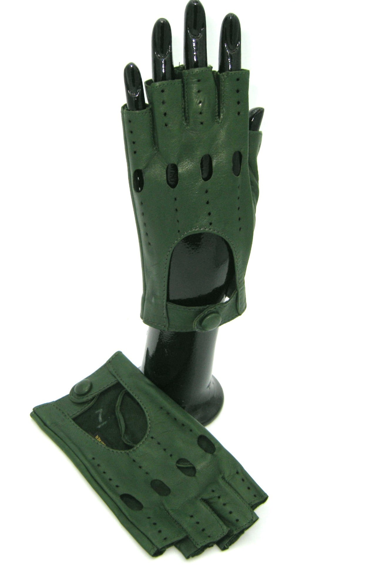 Guanto Guida sfoderto 1/2 dita - Verde oliva